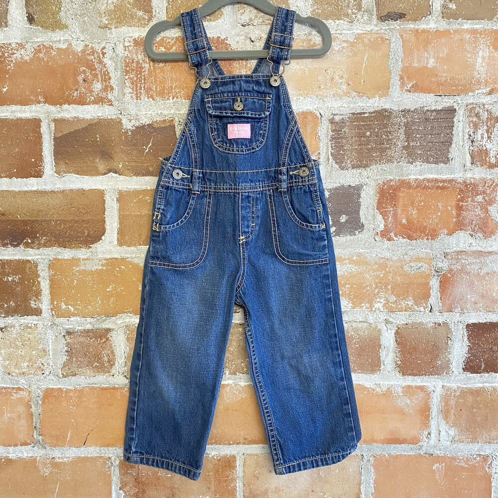 Vintage Osh Kosh B'Gosh Vestbak 2T Toddler Girls Jean Denim 100% Cotton Overalls